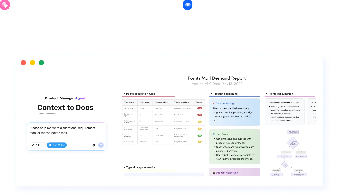 AI-generated product requirements document workflow in Mockitt