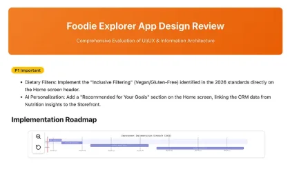 AI-generated food app UI review prototype