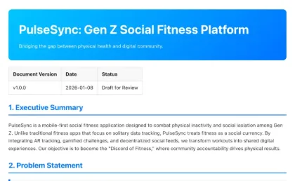 AI-generated Gen Z fitness product requirements prototype