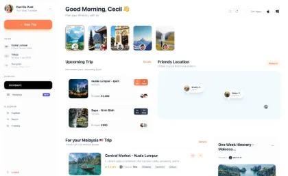AI-generated travel planner dashboard prototype