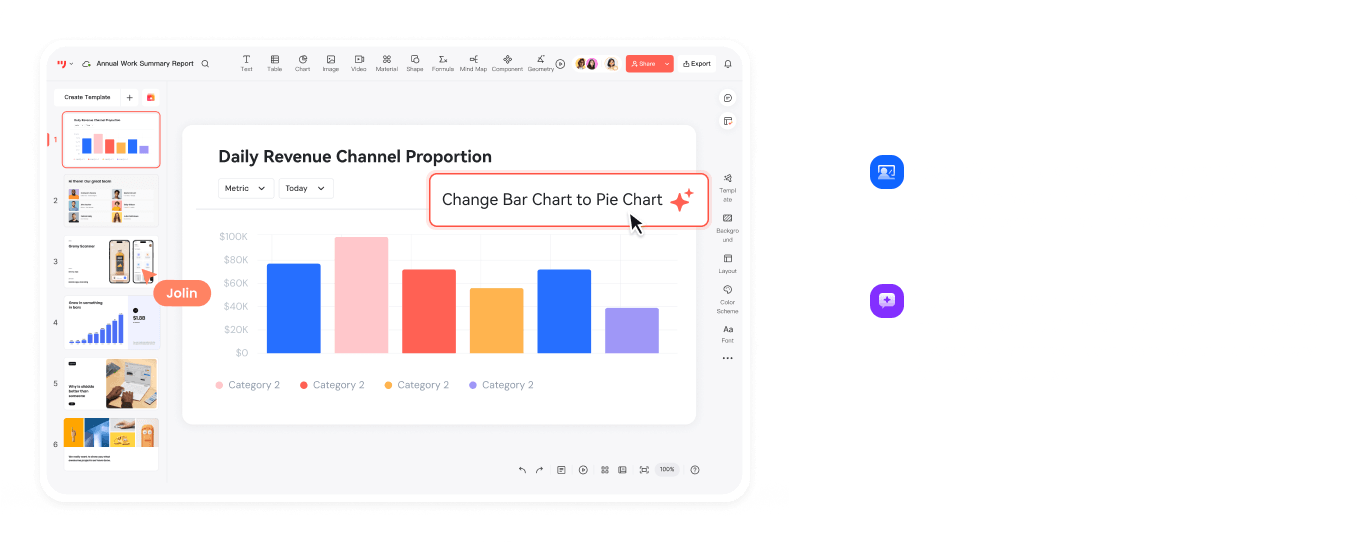 AI presentation enhancer slide review example